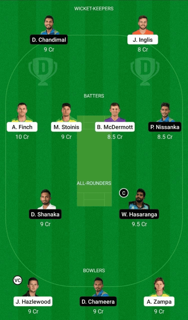 Dream 11 Fantasy Team 1 For AUS  vs SL