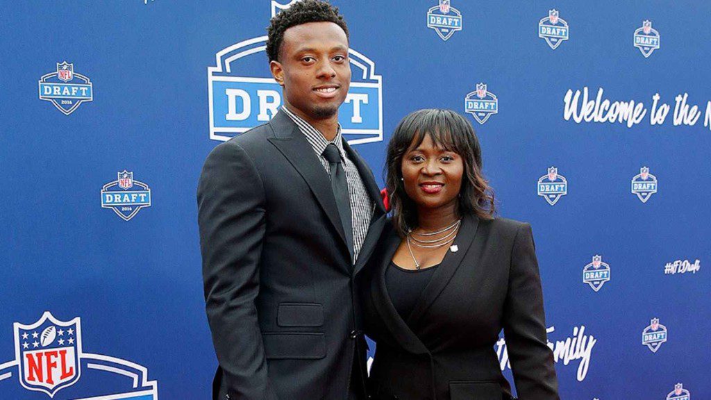 Eli Apple with his mother