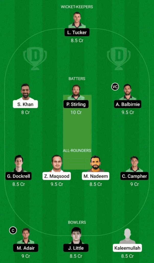 Dream 11 Fantasy Team 2 For OMN vs IRE