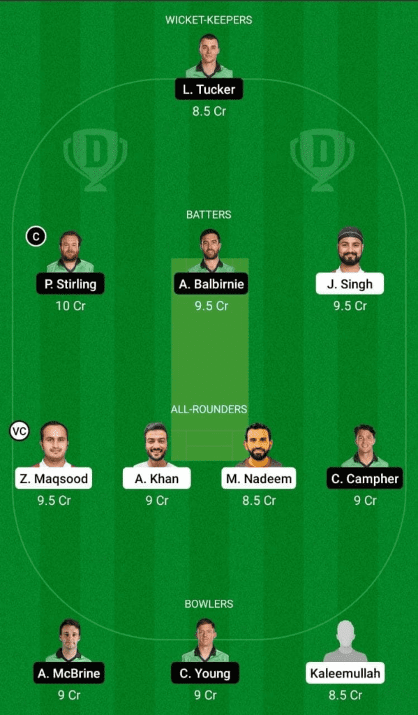 Dream 11 Fantasy Team 1 For OMN vs IRE