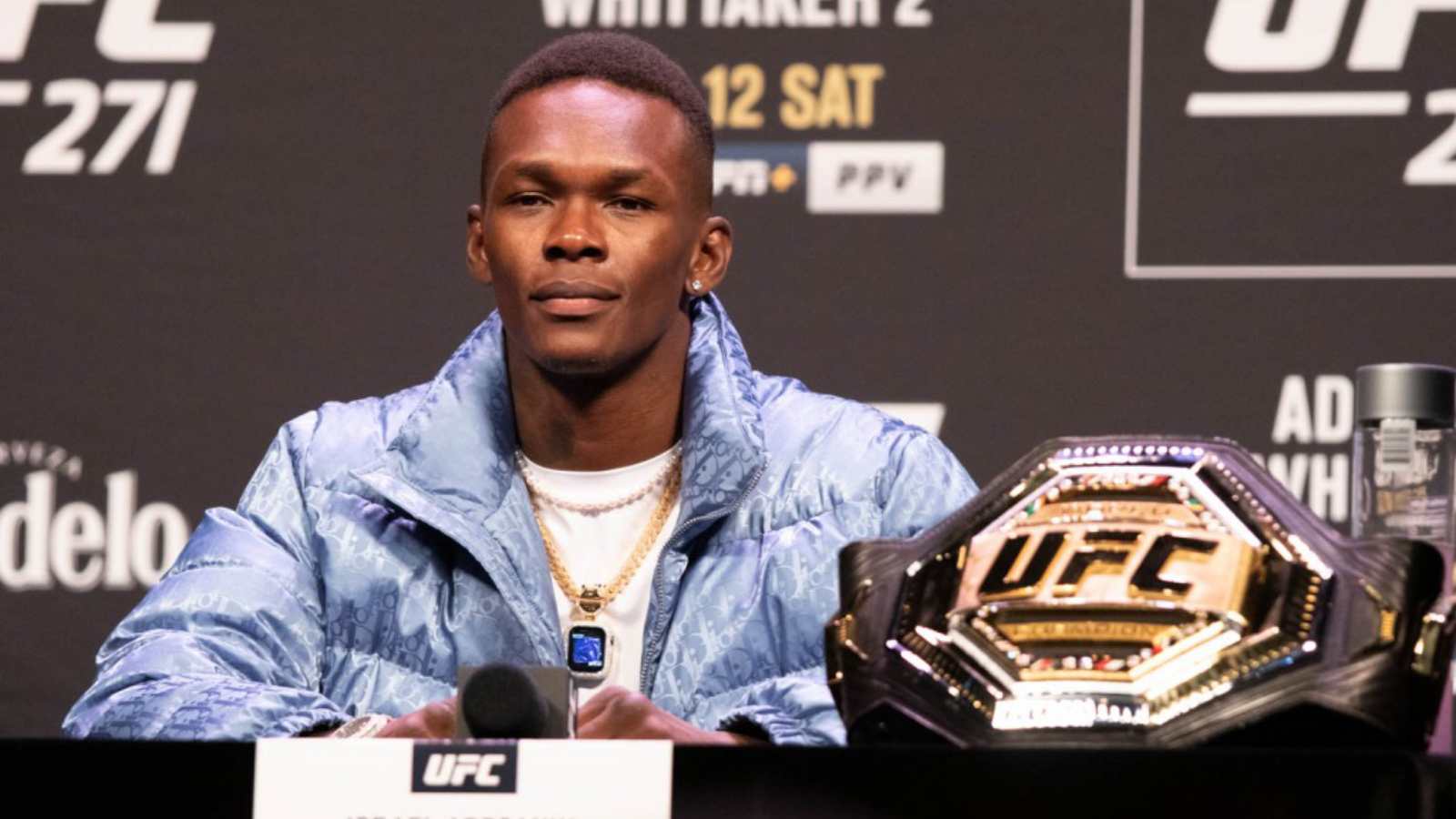 WATCH: Israel Adesanya mocks Robert Whittaker with an NFT chain playing the KO from their last fight at UFC 243