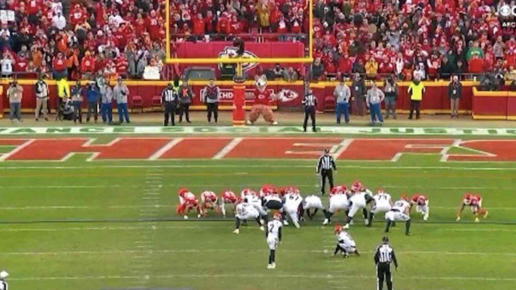 Cincinnati Bengals kicking the winning field goal against Kansas City Chiefs in AFC title game