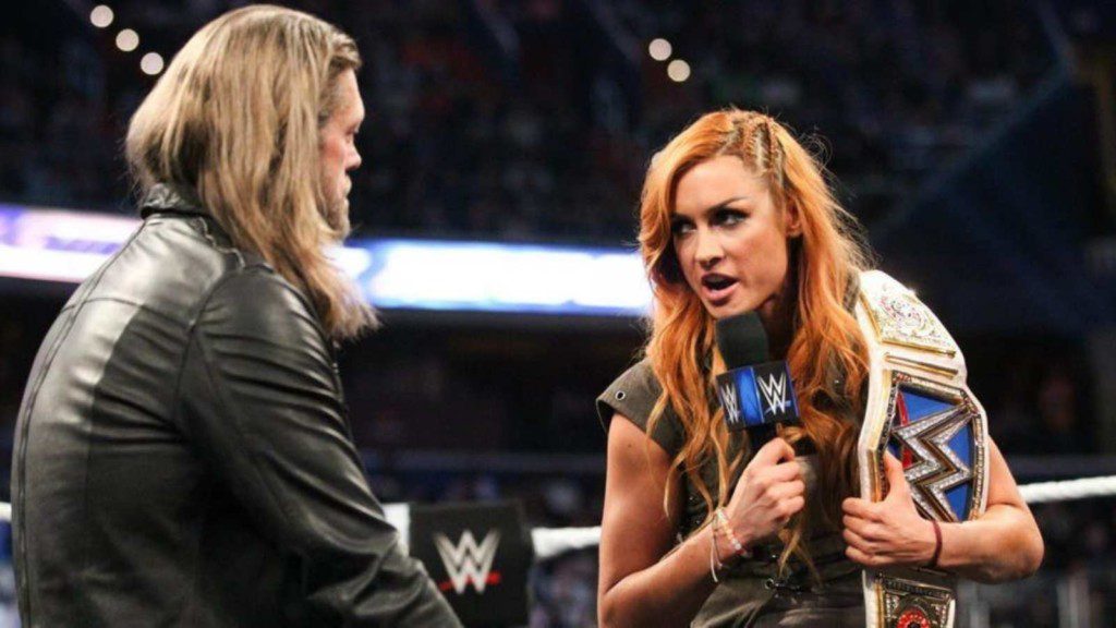 Edge and Becky Lynch during an episode of the Cutting Edge