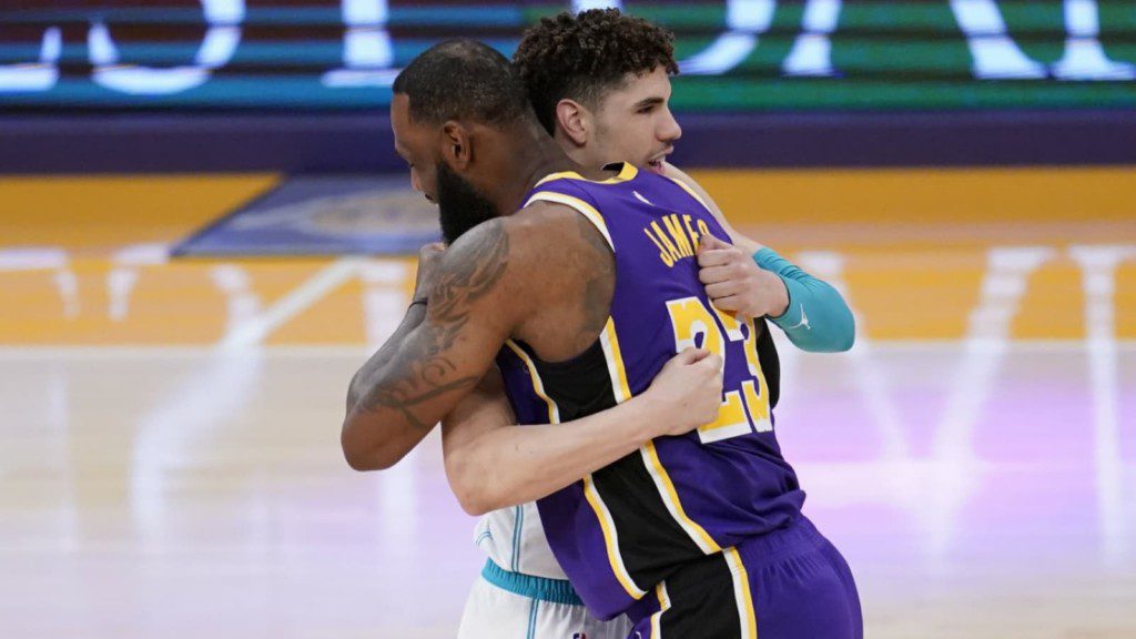 LaMelo Ball with LeBron James