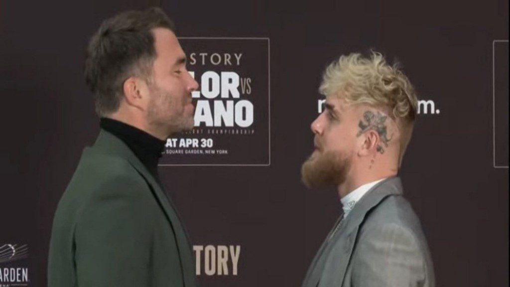 Jake Paul Eddie Hearn face off