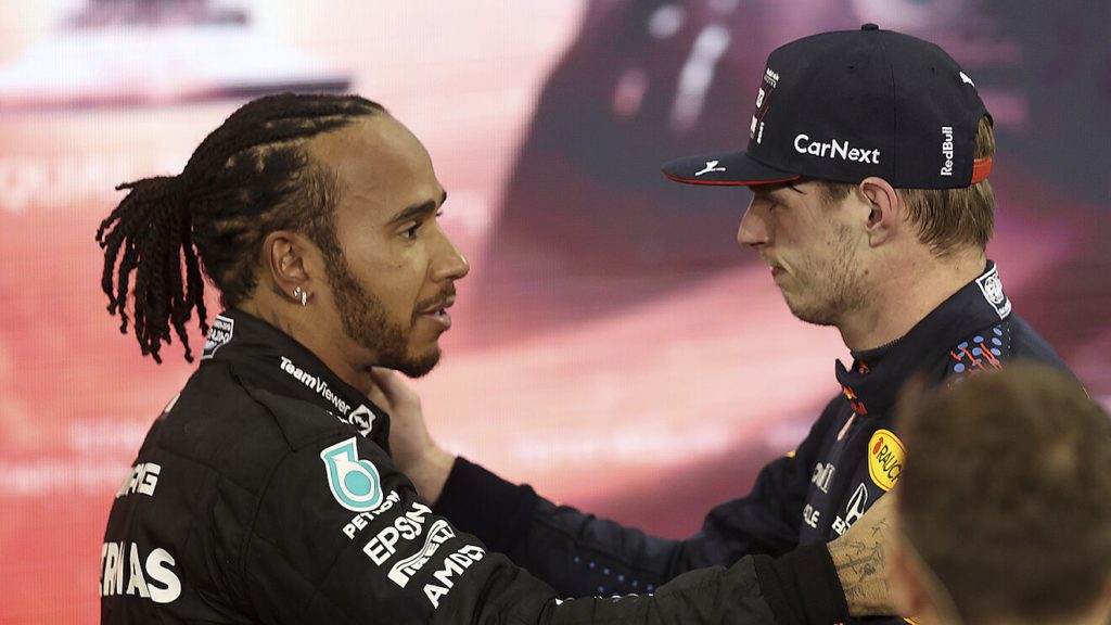 Max Verstappen and Lewis Hamilton post-Abu Dhabi GP