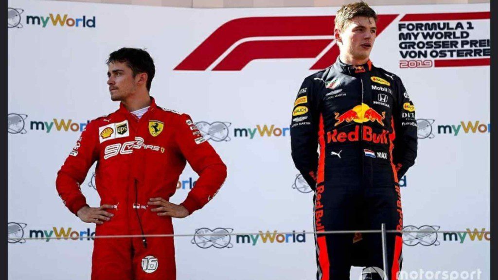 Max Verstappen and Charles Leclerc