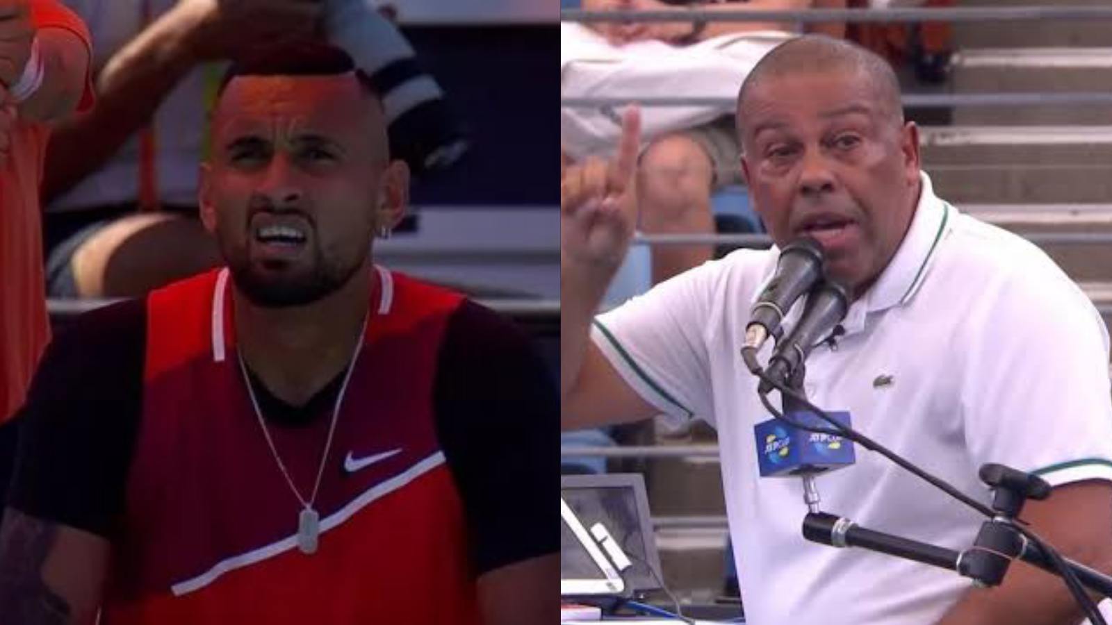 Crowd boos Chair Umpire Carlos Bernardes after giving an ‘unfair’ game penalty to Nick Kyrgios