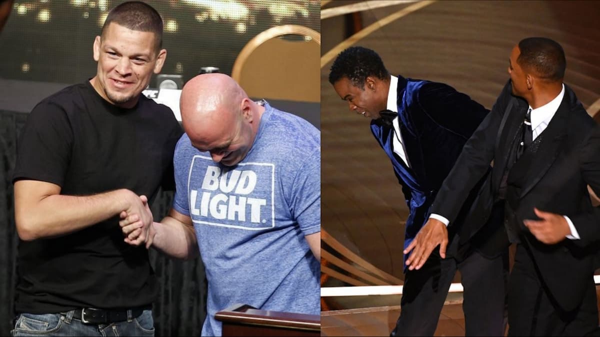 WATCH! When Nate Diaz slapped Dana White on camera as the Will Smith-Chris Rock altercation goes famous