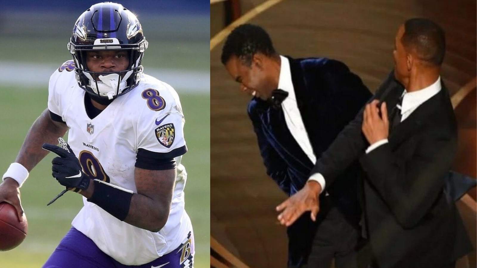 “Chris smiling after slap,” Ravens QB Lamar Jackson reacts dramatically to Will Smith SLAPPING Chris Rock at the 2022 Oscars