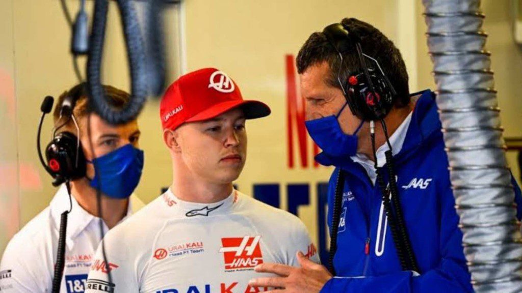 Haas Team Principal Guenther Steiner with Nikita Mazepin