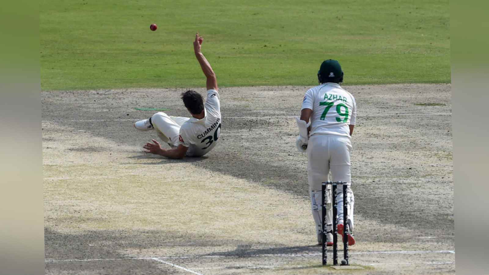 Watch: Pat Cummins grabs a stunning return catch to dismiss Azhar Ali