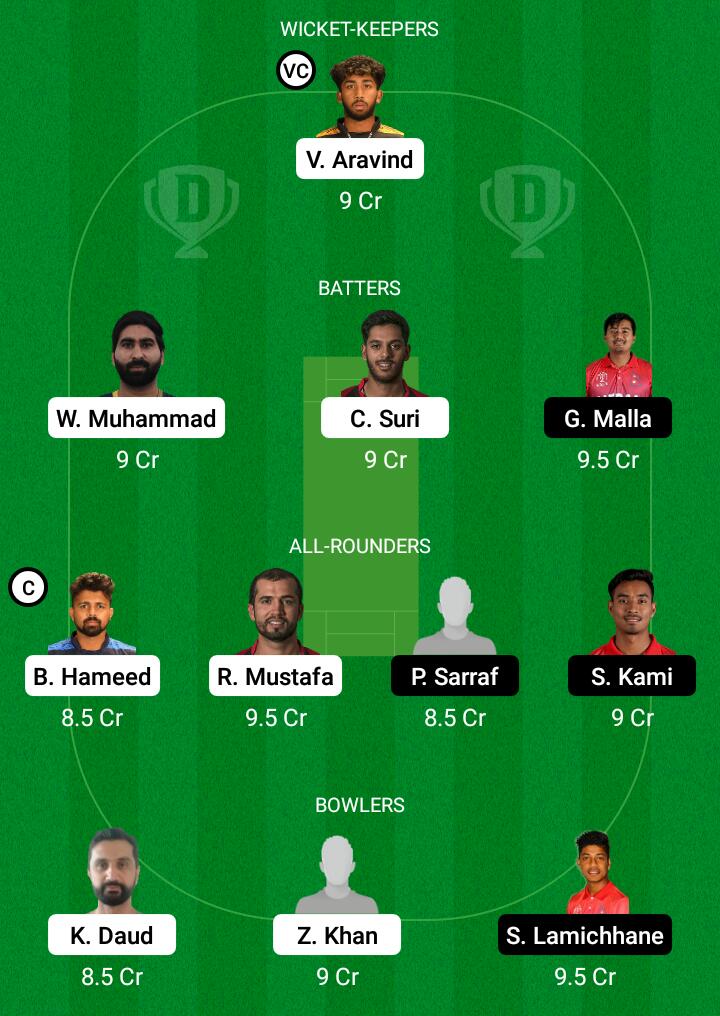 Dream 11 Fantasy Team 1 For UAE vs NEP