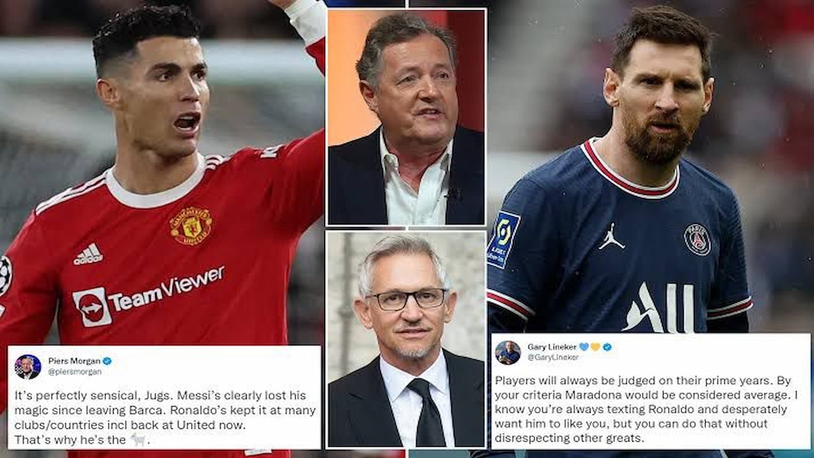 “Cristiano Ronaldo or Lionel Messi- Who is the GOAT?”-Gary Lineker and Piers Morgan spat over each other leading to a heated Twitter row