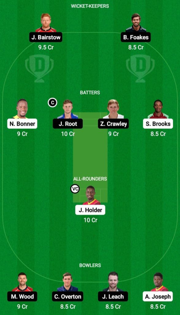 Dream 11 Fantasy Team 2 For ENG vs WI