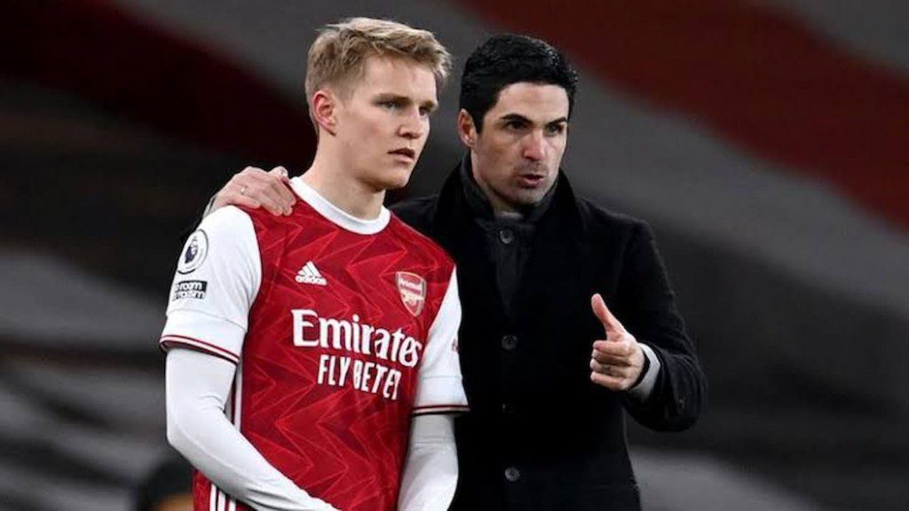 Arsenal manager Mikel Arteta and Martin Odegaard