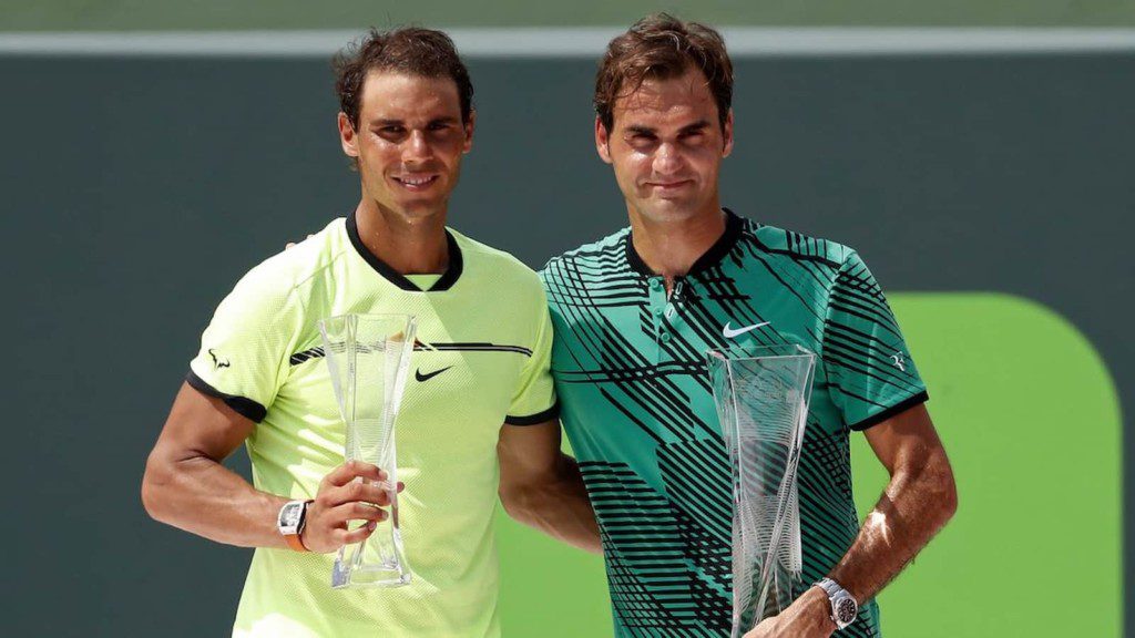 Rafael Nadal and Roger Federer at the 2017 Miami Masters