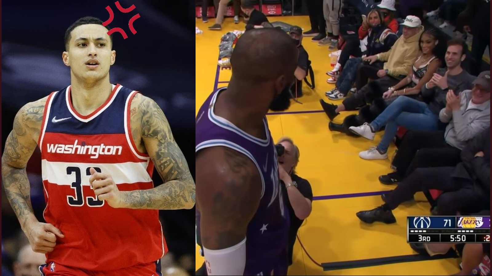 “Don’t do him so dirty” Twitter goes berserk as LeBron James stares down Kyle Kuzma’s girlfriend after monster dunk