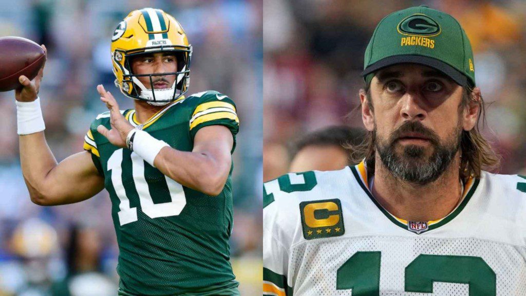 Jordan Love and Aaron Rodgers