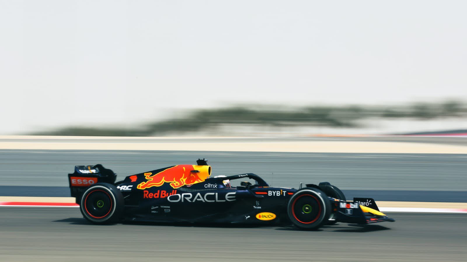 Max Verstappen cruising down the tracks of Bahrain on Day Two of Testing in his RB18