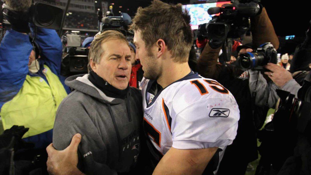 Tim Tebow and Bill Belichick back in 2012