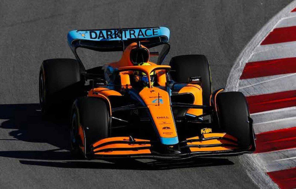 Lando Norris in the MCL36, the new livery for Mclaren for the season of 2022