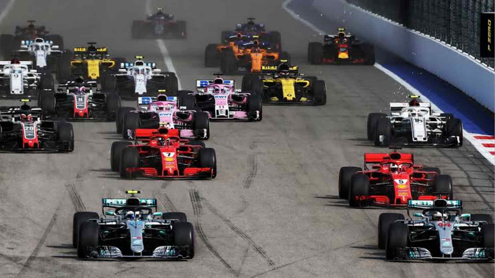 Formula One cars on the Russian track