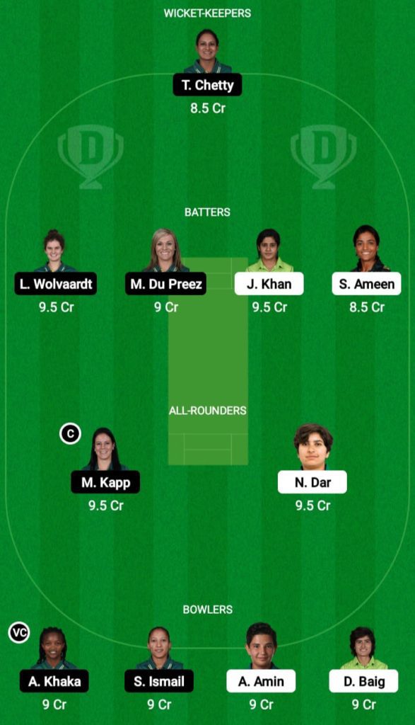 Dream 11 Fantasy Team 1 For PAK-W vs SA-W