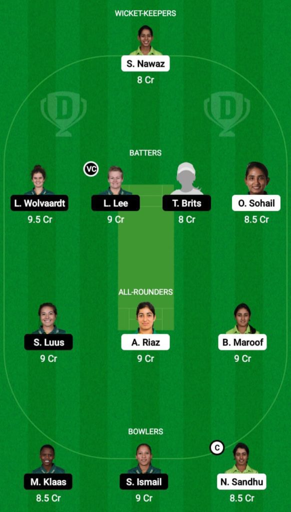 Dream 11 Fantasy Team 2 For PAK-W vs SA-W