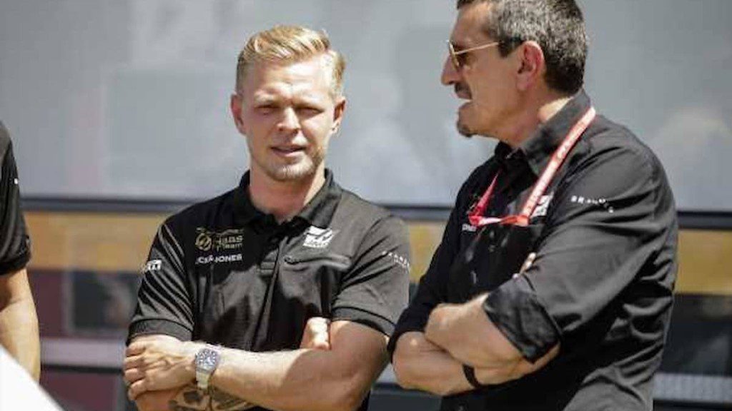 Kevin Magnussen with Haas Team Principal Guenther Steiner