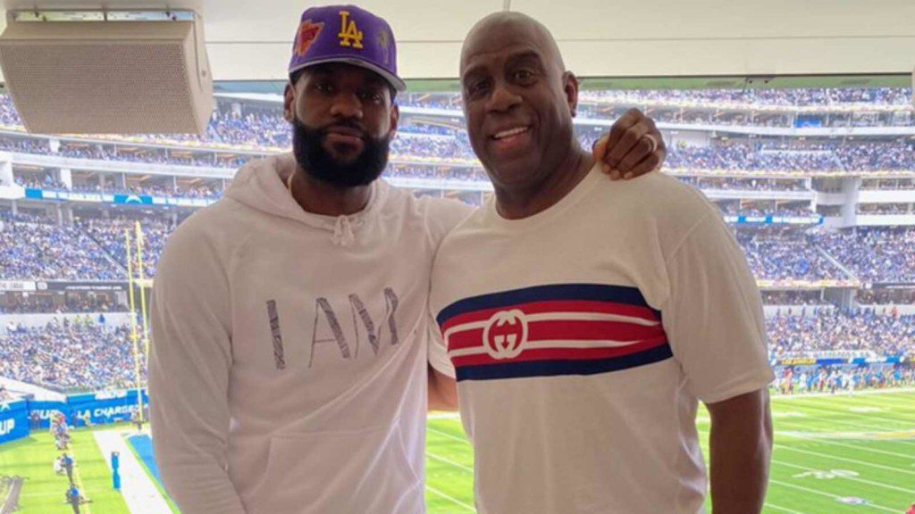 LeBron James with Magic Johnson