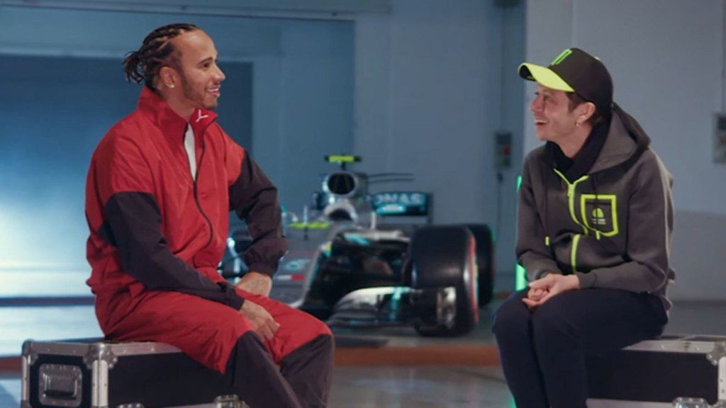 Lewis Hamilton and Valentino Rossi F1