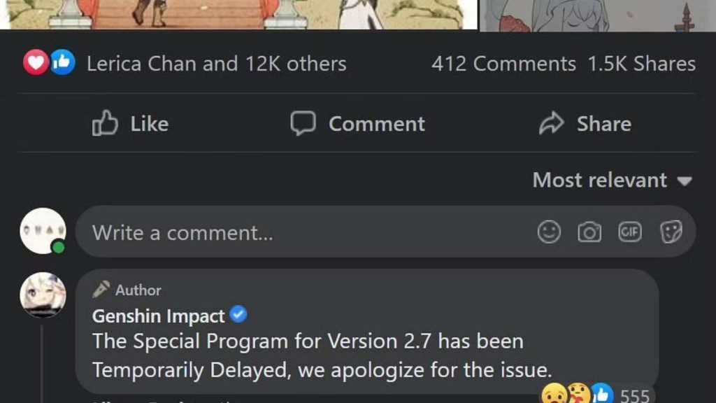 HoYoverse confirms the delay of Genshin Impact 2.7 update 