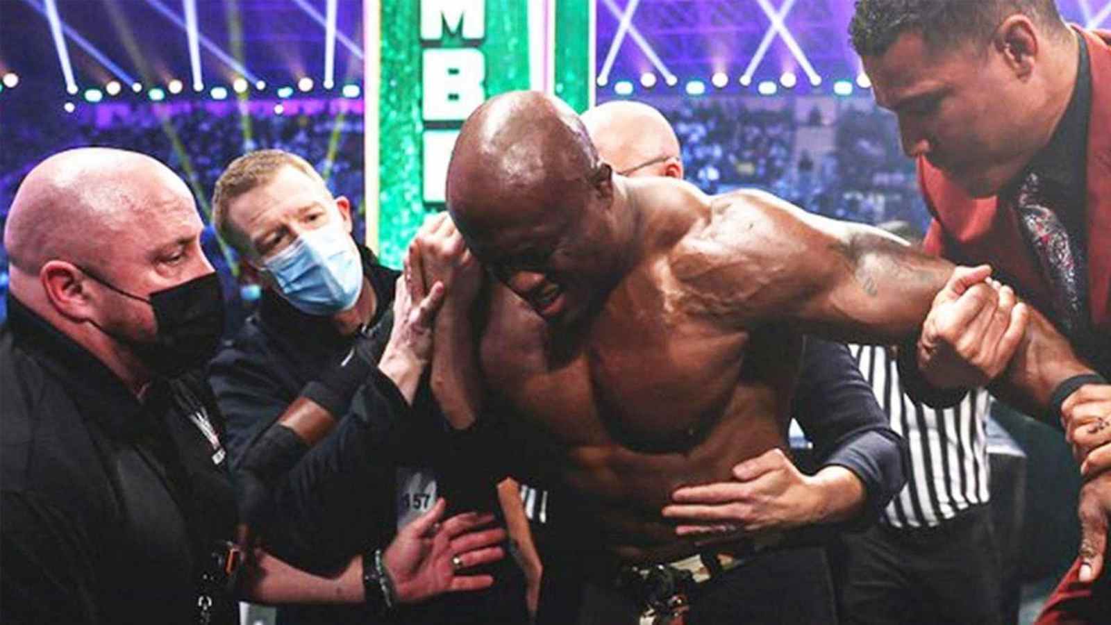 WATCH: Bobby Lashley nearly gets injured due to a nasty fall after ring collapses during live event