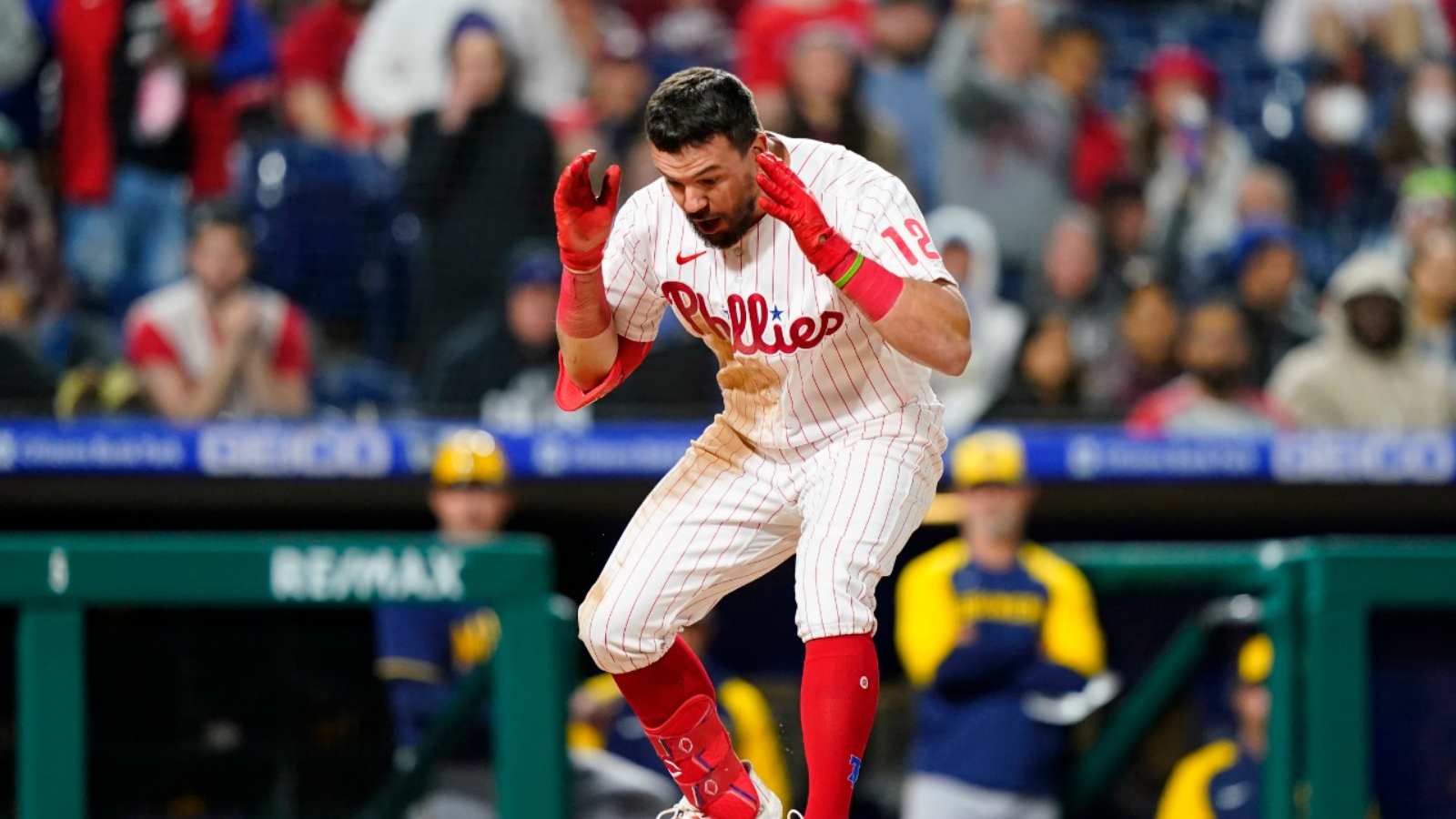 “Am all for umpires…not against them” – Kyle Schwarber loses cool after terrible Angel Hernandez call during Brewers-Phillies game