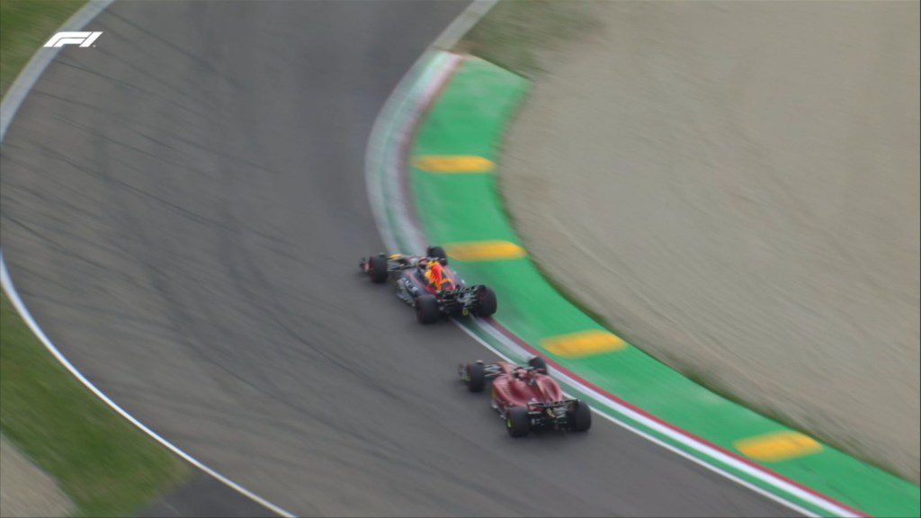 Max Verstappen and Charles Leclerc in Imola Sprint race