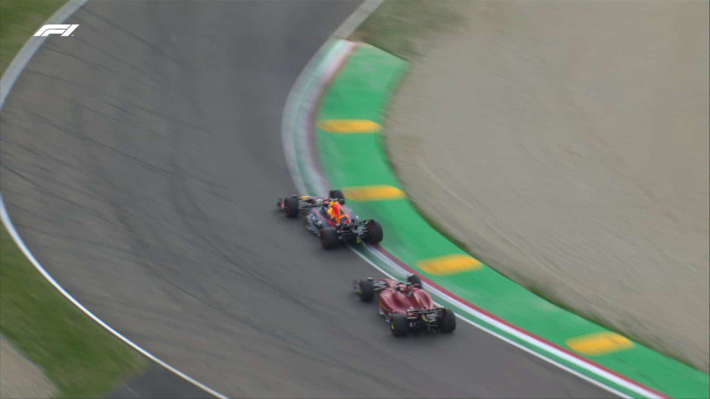 Max Verstappen's overtake on Charles Leclerc in the 20th lap 