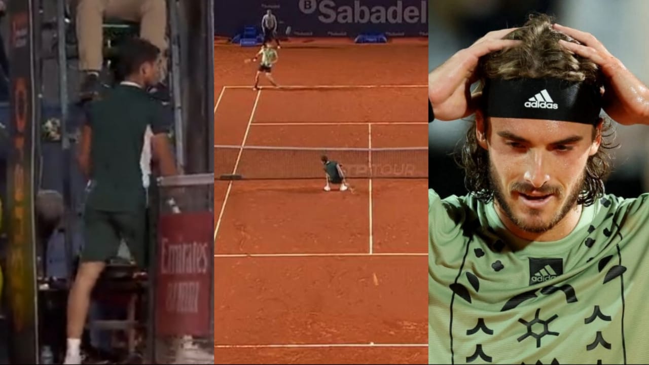 Watch: Stefanos Tsitsipas smacks the ball into Carlos Alcaraz, issues no apology