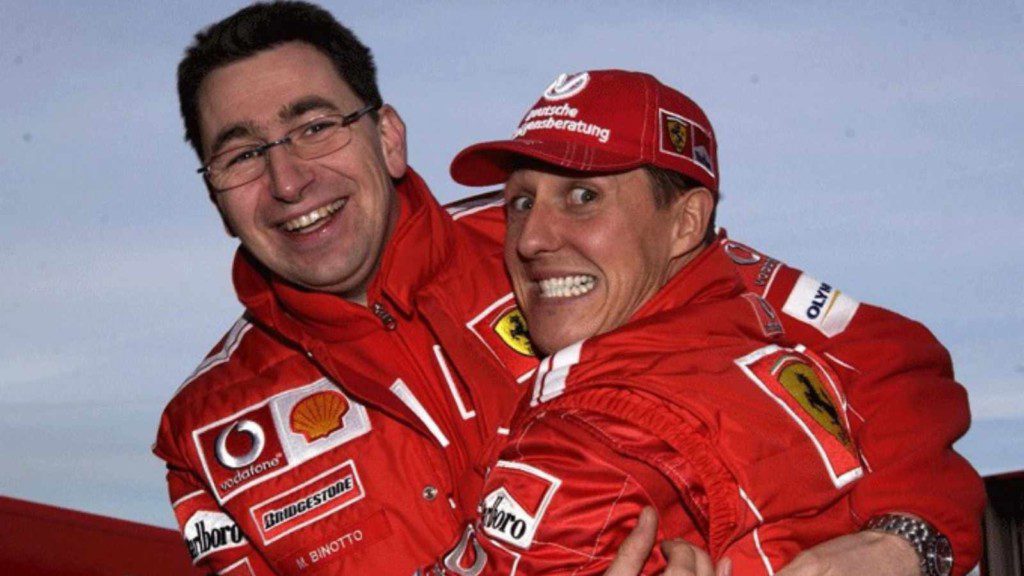 Mattia Binotto with Michael Schumacher