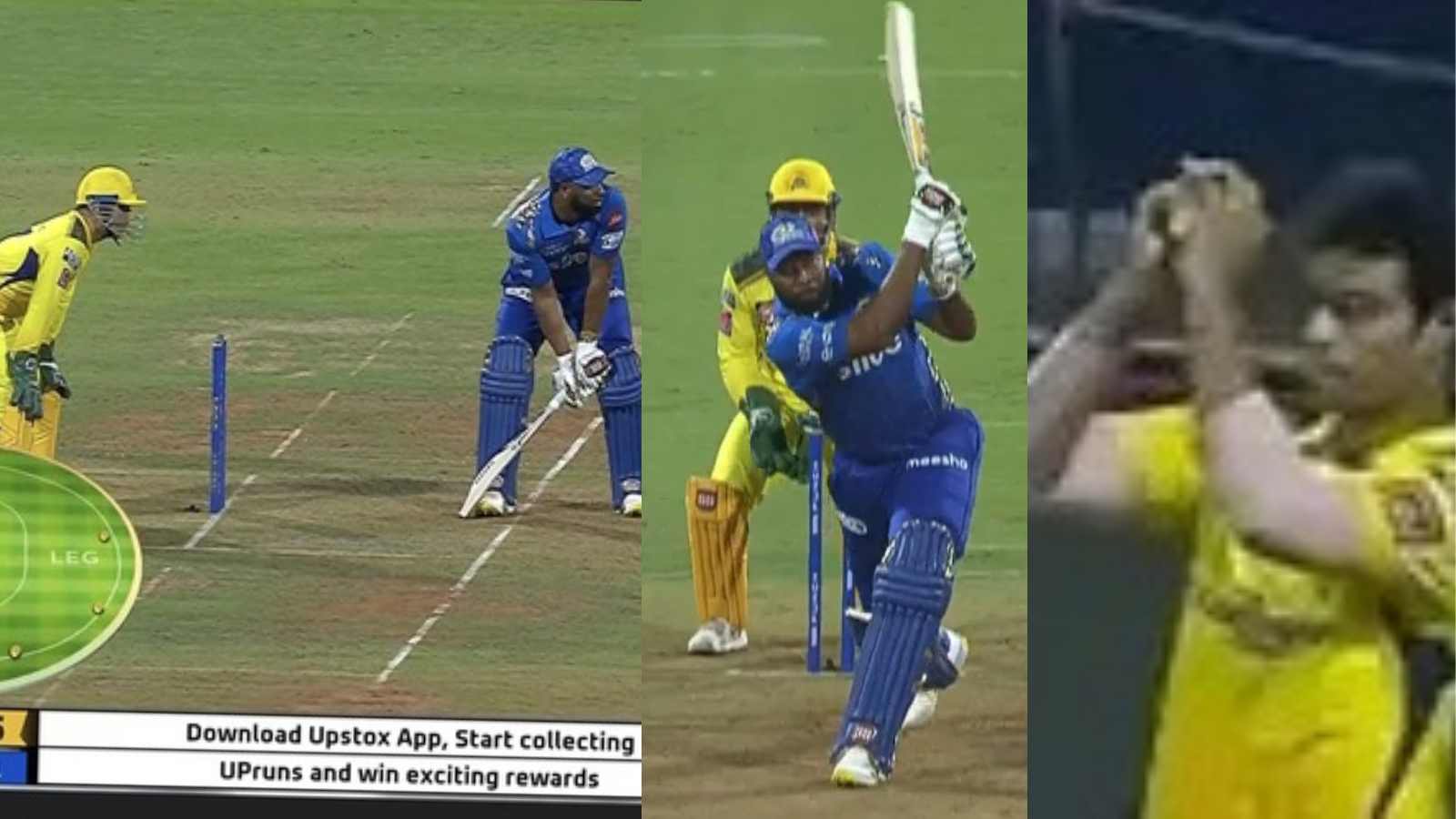 MS Dhoni sets up field for Kieron Pollard’s wicket and the latter perishes on the next ball