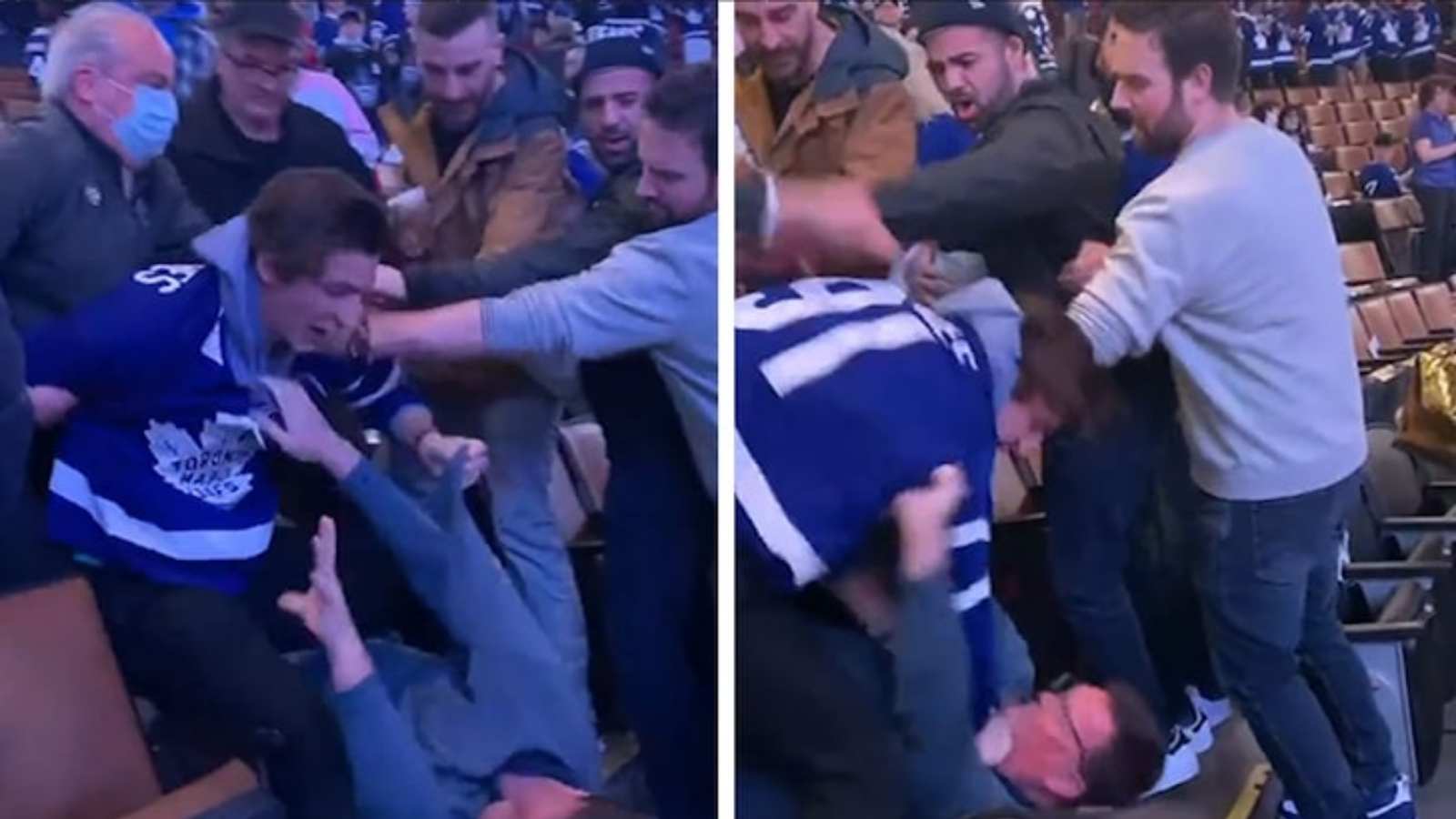 WATCH: “I’ll f**king kill you” – Toronto Maple Leafs fans indulge in brutal fight at stands during Capitals game