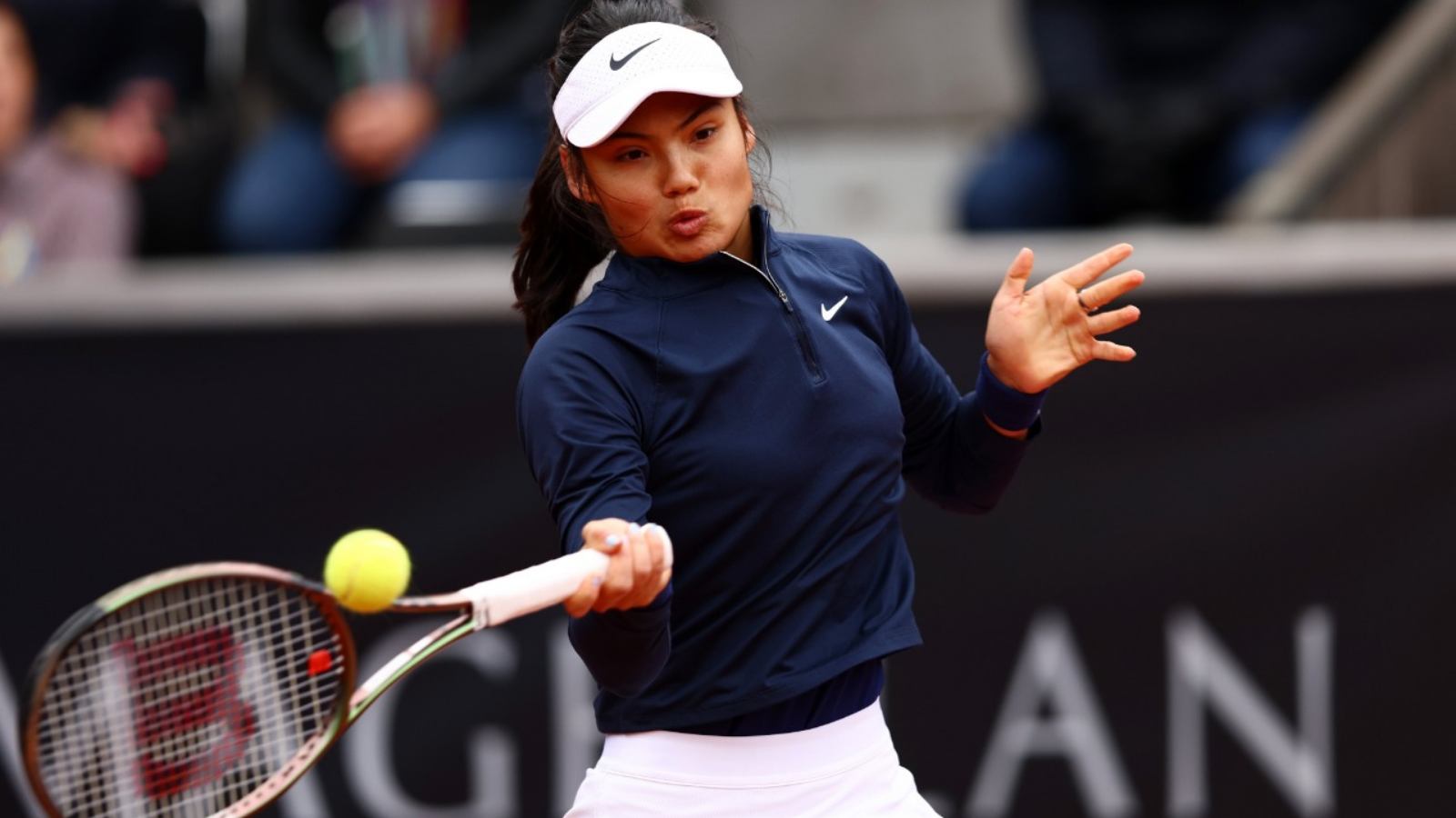 Emma Raducanu goes down against Marketa Vondrousova as she struggled with a foot injury at the Billie Jean King Cup