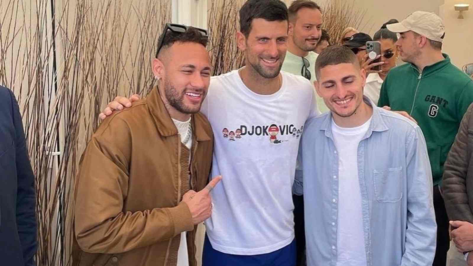 Watch: Novak Djokovic plays a game of keepy-ups with PSG stars Neymar and Marco Verratti in Monte-Carlo