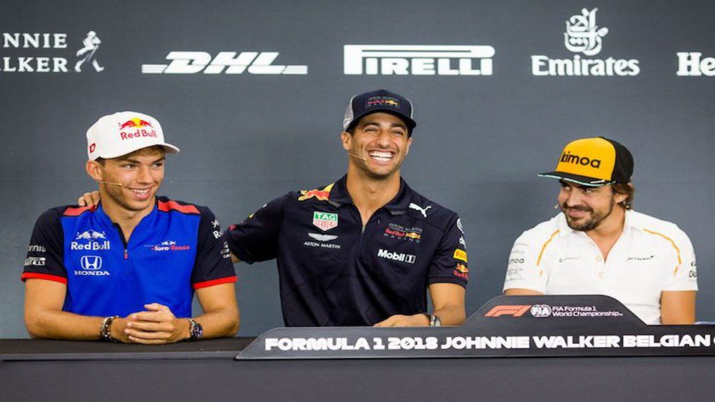 Pierre Gasly, Daniel Ricciardo, Fernando Alonso