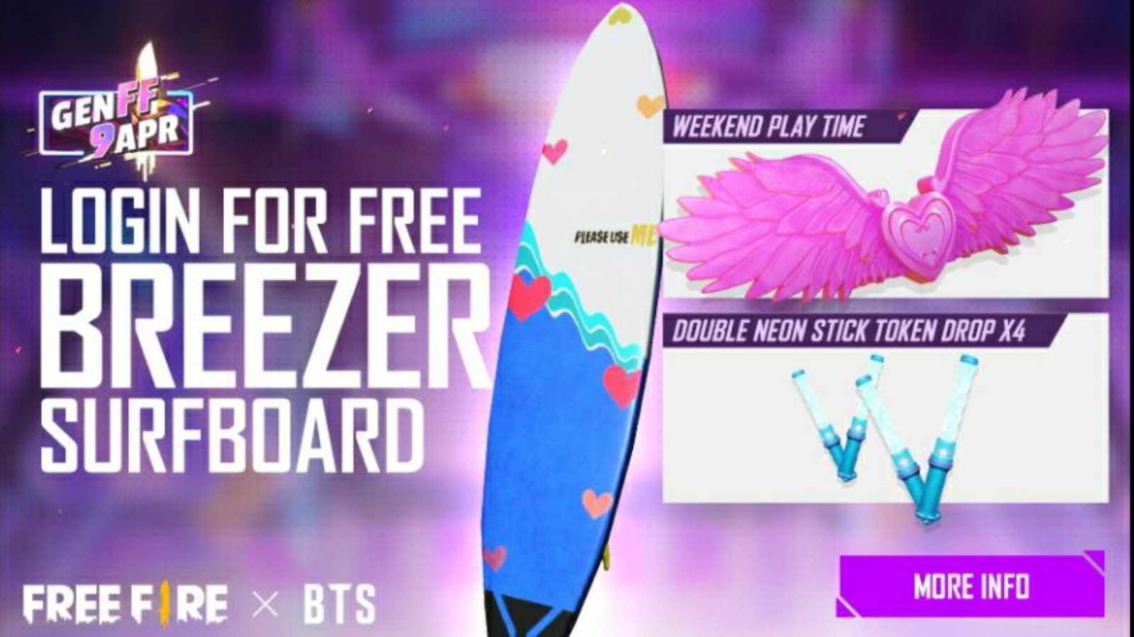 How To Get Legendary Breezer Surfboard In Free Fire x BTS Event?