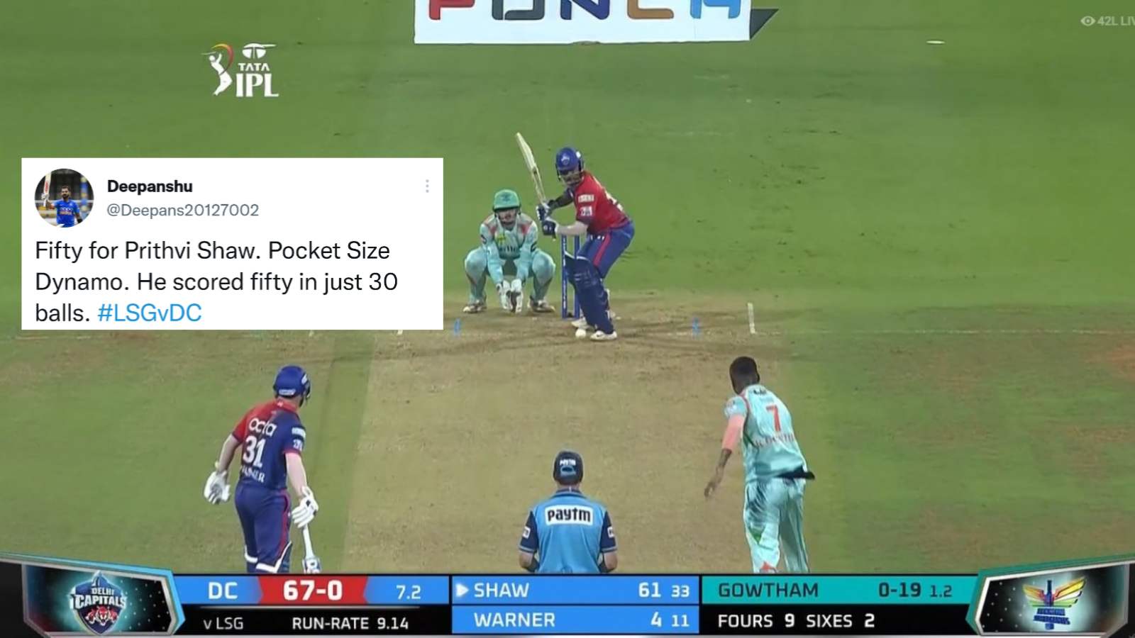 “Pocket Size Dynamo” – Twitter goes berserk as Delhi Capitals’ Prithvi Shaw slams fiery 61 against Lucknow Super Giants