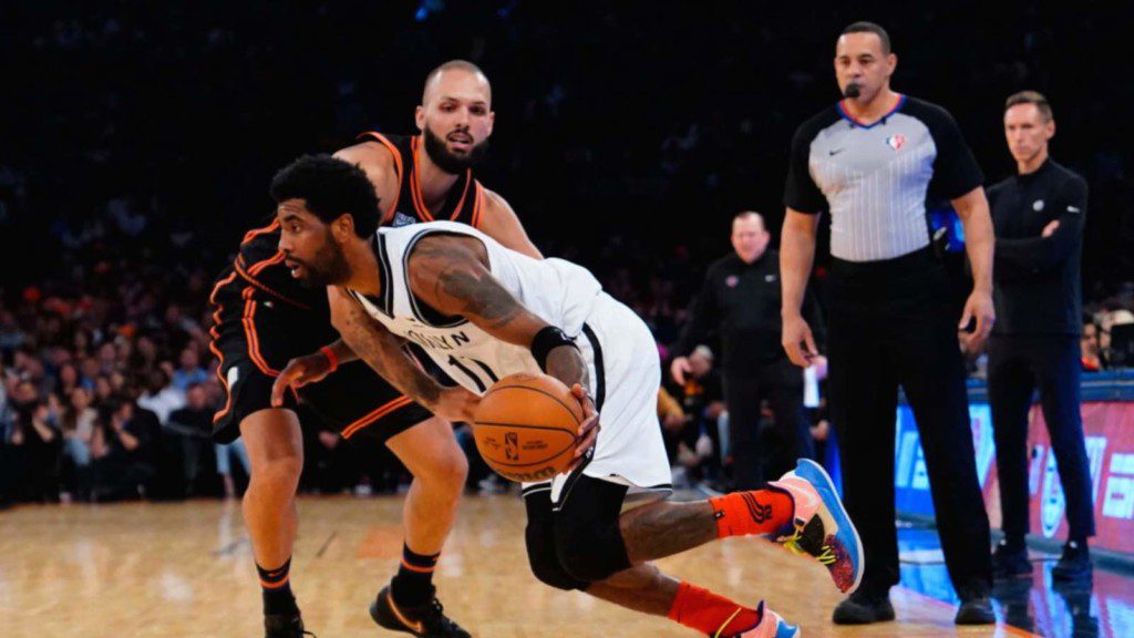 Kyrie Irving in action against the Knicks