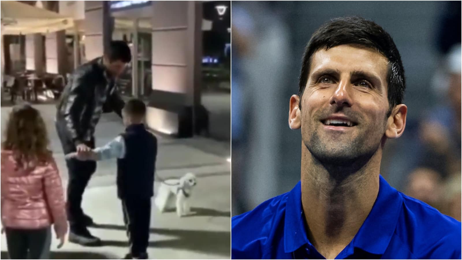 “What a selfless guy” Novak Djokovic stops to teach young kids tennis in the streets while taking his dog for a walk