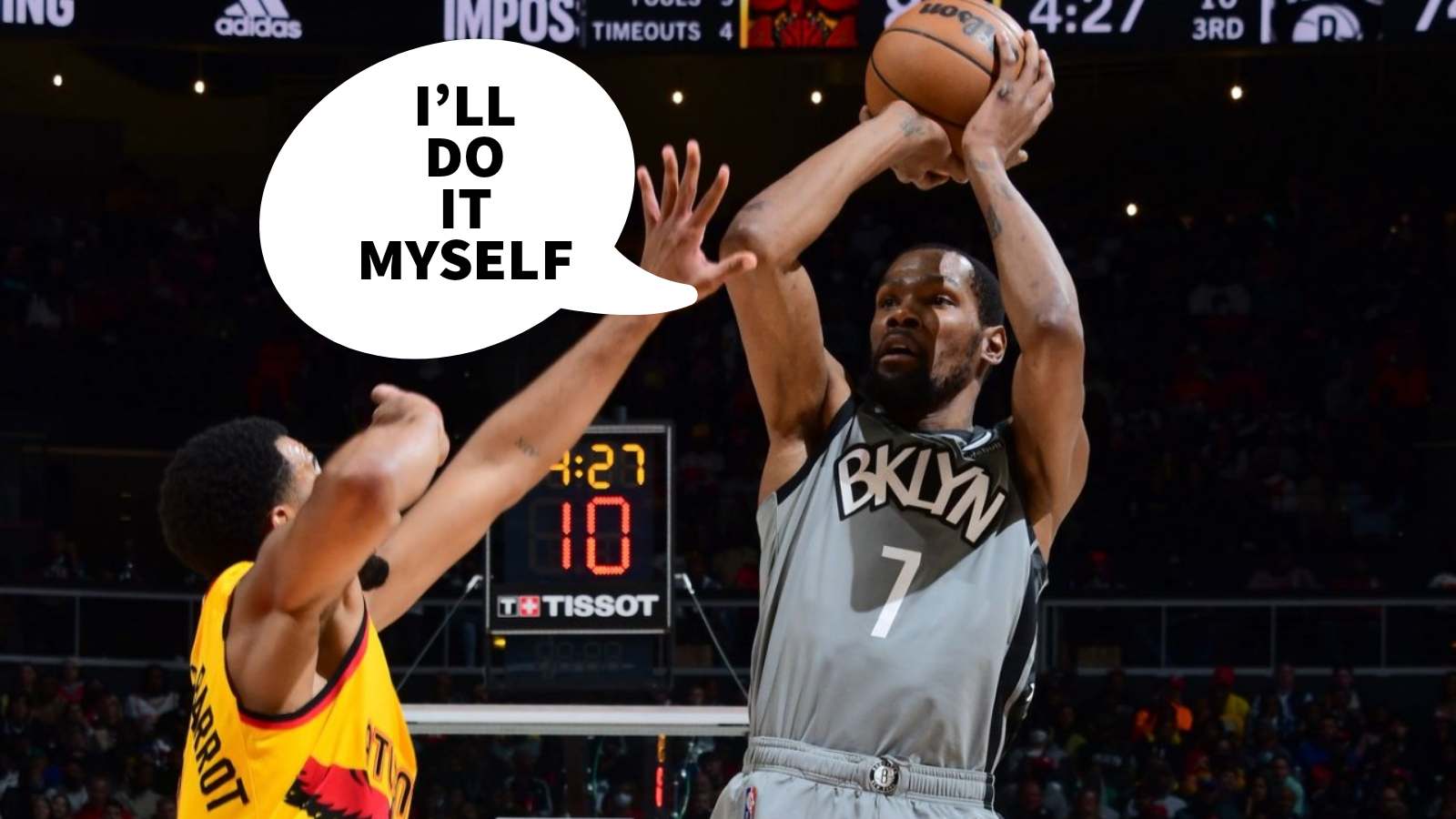 “Fine! I’ll do it myself” Nets star Kevin Durant teaches Kyrie Irving how to steal and score