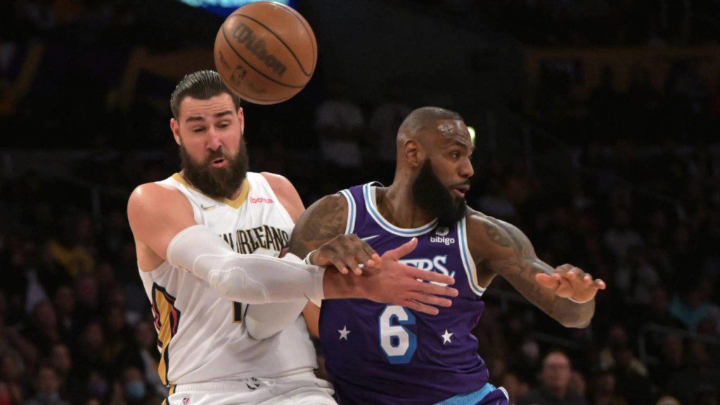 LeBron James in action against the Pelicans